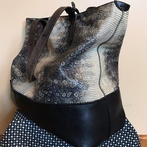 J Crew Snakeskin Leather Tote - Downing